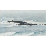 Thomas Cooper Gotch Tidal Flow signed watercolour 10cm x 18cm