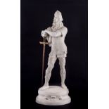 A Victorian Parian figure Richard Coeur de Lion, with a replaced bronze sword,