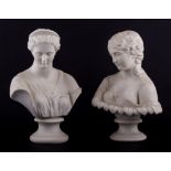 A Victorian Parian ware bust, Clytie after the model by C Delpech, 20cm,