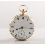 An 18 carat gold open face pocket watch,