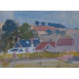 Anne Redpath Landscape watercolour with gouache 22cm x 30cm Provenance: With Marjorie Parr,