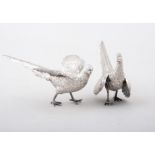 A pair of silver models of Pheasants, by C J Vander Limited, London 1973, one with wings out spread,
