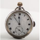 A silver open face repeating pocket watch,