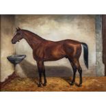 L* Nadler Horse in a Stable signed oil on panel 30cm x 40cm.