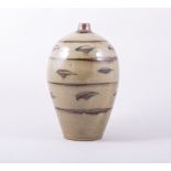 David Leach A Lowerdown Pottery vase, swollen ovoid form, banded with trailed red iron spots,