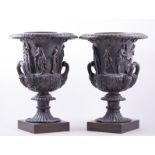 After the Antique A pair of bronze Borghese urns Probably French,