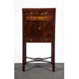 A George IV mahogany washstand two hinged flaps, enclosing base and recess,