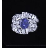 A sapphire and diamond dress ring,