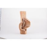 Brian Willsher Interlocking forms carved wood abstract sculpture signed and dated 1986 height