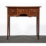 A George III oak lowboy, rectangular top with moulded edge,