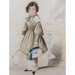 W*J* Hunt Young boy standing on a terrace signed and dated 1839 watercolour 21cm x