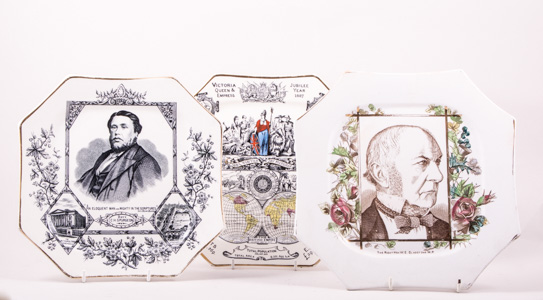 A collection of Staffordshire portrait series plates, by or attributed to Wallis Gimson and Co.