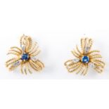 A pair of diamond and sapphire earrings,