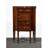 A Regency mahogany washstand commode, adapted with ebony cock beading,