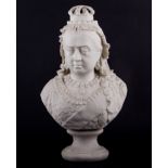 A Victorian Parian ware bust, by Robinson and Leadbeater, Queen Victoria,
