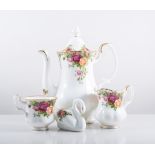 Royal Albert "Old Country Roses" coffee set, six coffee cups and saucers, cream jug,