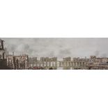 Old London Bridge from the West, a panorama print.