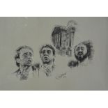 Set of six limited edition prints by Colin Bithell, Operatic stars, including Placido Domingo,