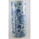 Two Chinese blue and white stick stands,