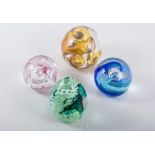 Caithness Moon crystal paperweight, another Caithness paperweight and three others, (5).