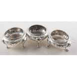 Four silver salts, and four pepperettes,