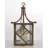 Cast brass hall lantern, simulated bamboo outlines, 32cm.