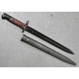 German WWII MP34 bayonet, stamped "Simson & Co, Suhl", the handle stamped G8307, metal scabbard,