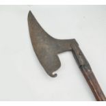 A wagoners axe, 16th century, 44cm blade, stamped numeral XIII.