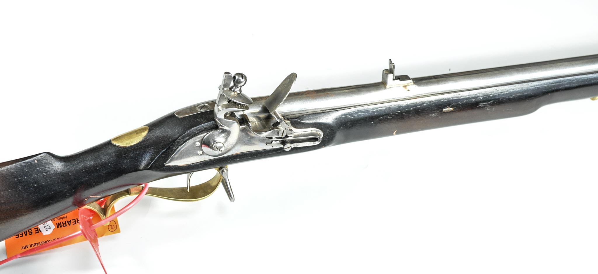 Replica Flintlock Musket, full wooden stock, overall length 120cm.