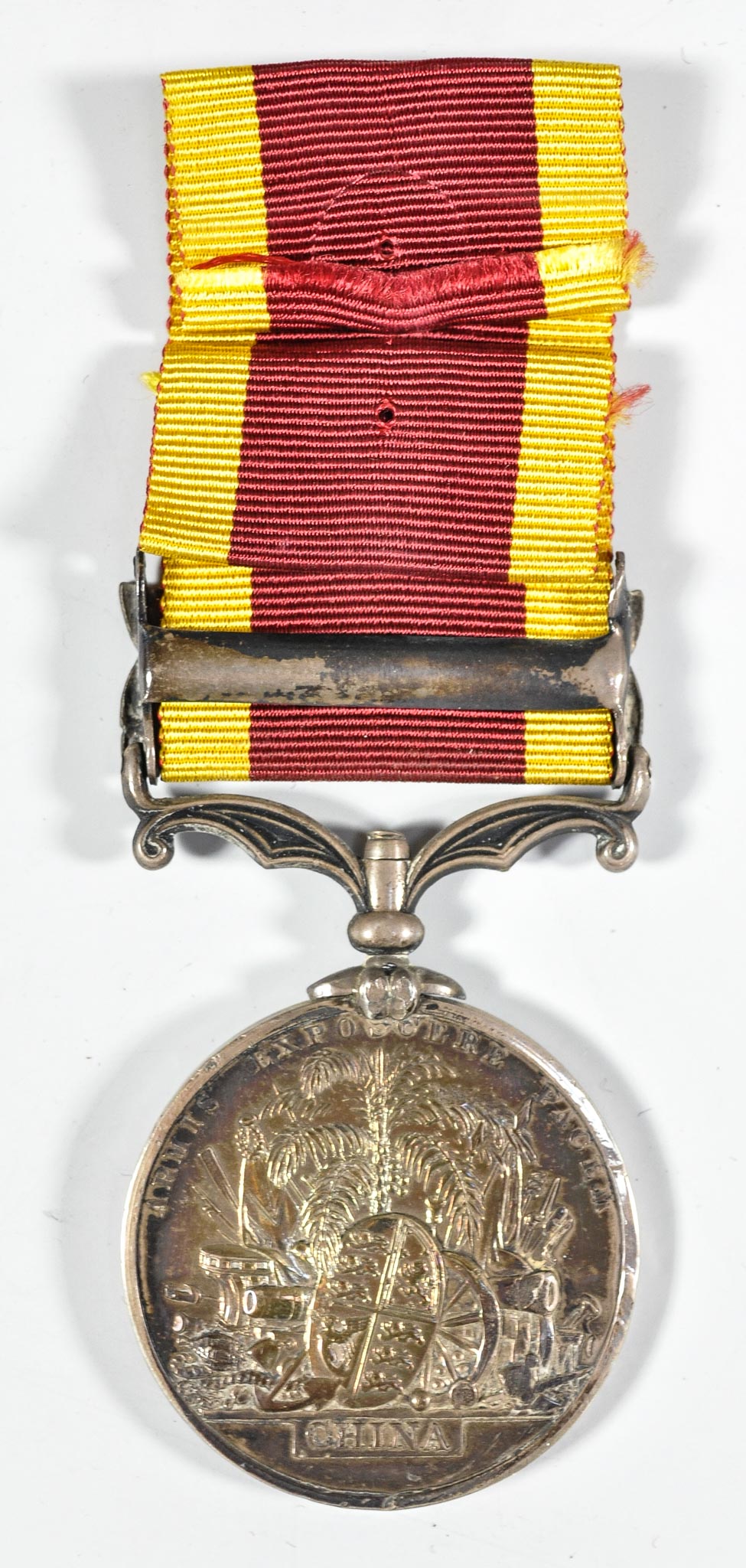 Victorian II China War medal, unnamed, one bar Canton 1857 with ribbon. - Image 2 of 2