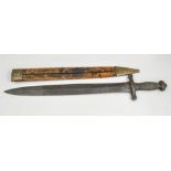 An American Confederate States Roman patterm artillery short sword, 49cm double edged blade,