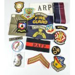 A quantity of cloth arms bands - RAFP, Civil Defence, Fire Guard, ARP, LDV,