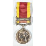 Victorian II China War medal, unnamed, one bar Canton 1857 with ribbon.