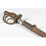 19th Century American cavalry sword, three bar brass hilt, 89cm curbed blade, by G. Roby, 1864.