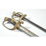 A Japanese officers sword, (French type), brass hilt with cast foliate pattern, 69cm blade,