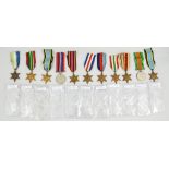 Medals: Defence Medal and War medal and a collection of various stars, (quantity).