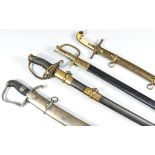 Replica Cavalry Sabre, curved blade, plain guard to the hilt, with metal scabbard,