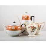 Crown Ducal tea-for-two set, floral decoration, with lemon outlines,