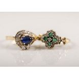 Two dress rings, an 18 carat yellow gold emerald and diamond cluster, ring size N,