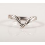 A hallmarked 18 carat white gold wishbone ring, twist design to front, approximate weight 3.