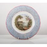 Prattware plate, "The Sportsman", apple-green border,