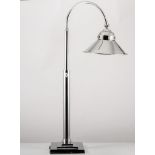 Art Deco style plated adjustable student's lamp, stepped rectangular base, 57cms as assembled.