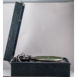 Coronet portable gramophone, new cloth case, depth 46cms and a collection 78rpm records,