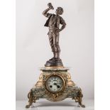 French spelter mounted mantel clock.