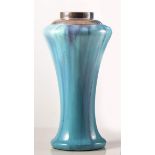 English, an Art Pottery vase with silver mount, Charles Mappin, London 1918,