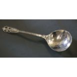 Amy Sandheim, a silver Arts and Crafts spoon, London 1924, with pierced lozenge terminal,