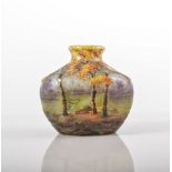 Daum, an 'Autumn' landscape cameo glass vase, circa 1910, acid-etched and enamelled,