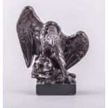 Bohuslav Schnirch, 'Eagle and Skull' a patinated bronze sculpture, raised on a Belge Noir plinth,