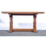 Robert 'Mouseman' Thompson of Kilburn, an oak occasional table, trestle base,