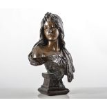 Emmanuel Villanis, 'Lakmé', a patinated bronze Art Nouveau bust, circa 1900, titled in the cast,